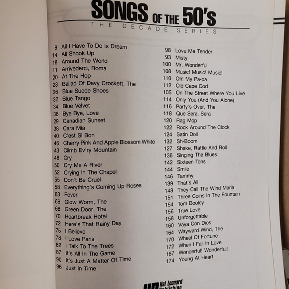 Songs of the 50s.  The Decade Series. Music Book. Piano. Vocal. Guitar. 62 songs - Picture 3 of 5